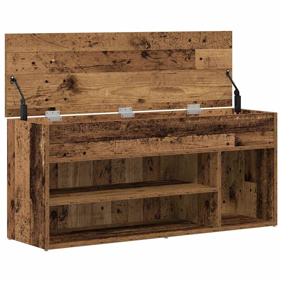 Schoenenbank 102x30,5x45 cm bewerkt hout oud houtkleurig