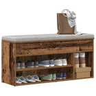 Schoenenbank 102x30,5x45 cm bewerkt hout oud houtkleurig