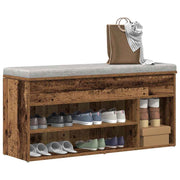 Schoenenbank 102x30,5x45 cm bewerkt hout oud houtkleurig