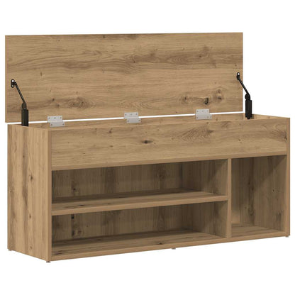 Schoenenbank 102x30,5x45 cm bewerkt hout artisanaal eikenkleur