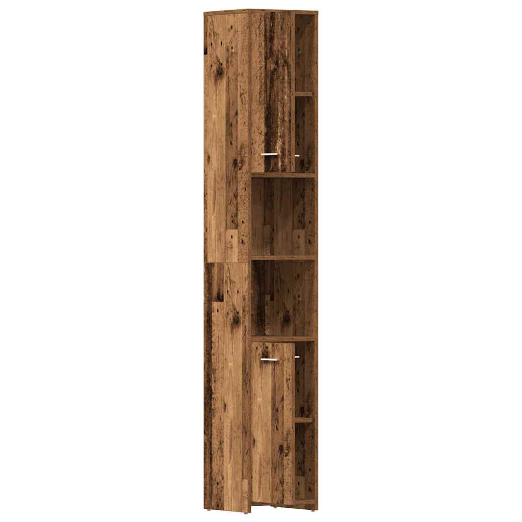 Badkamerkast 30x30x183,5 cm bewerkt hout oud houtkleurig