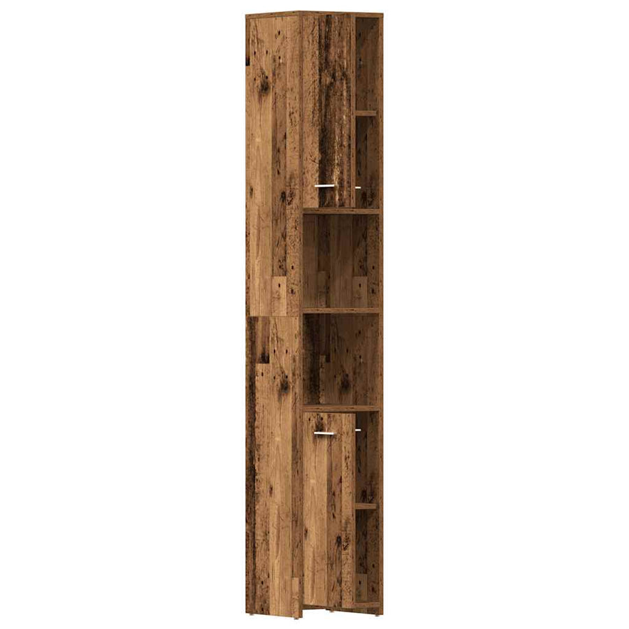 Badkamerkast 30x30x183,5 cm bewerkt hout oud houtkleurig