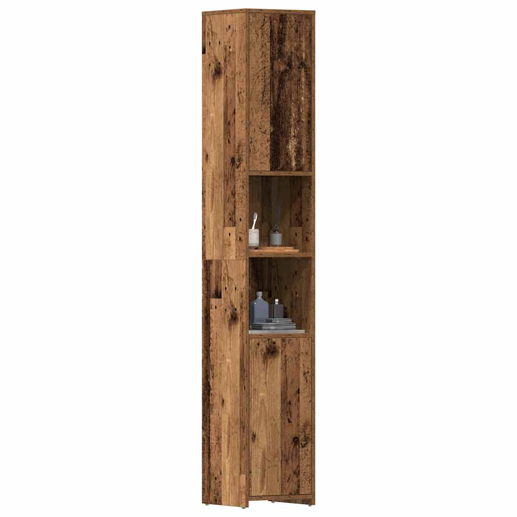 Badkamerkast 30x30x183,5 cm bewerkt hout oud houtkleurig