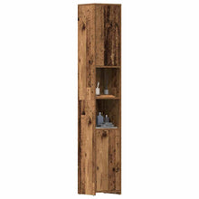 Badkamerkast 30x30x183,5 cm bewerkt hout oud houtkleurig