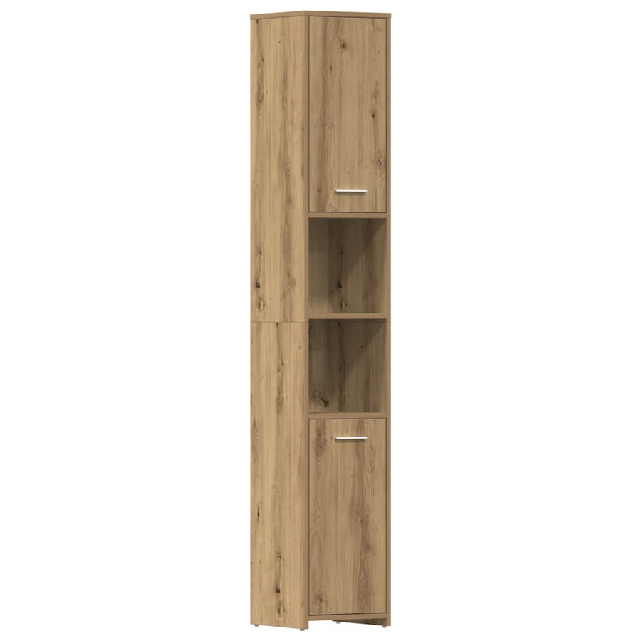 Badkamerkast 30x30x183,5 cm bewerkt hout artisanaal eikenkleur