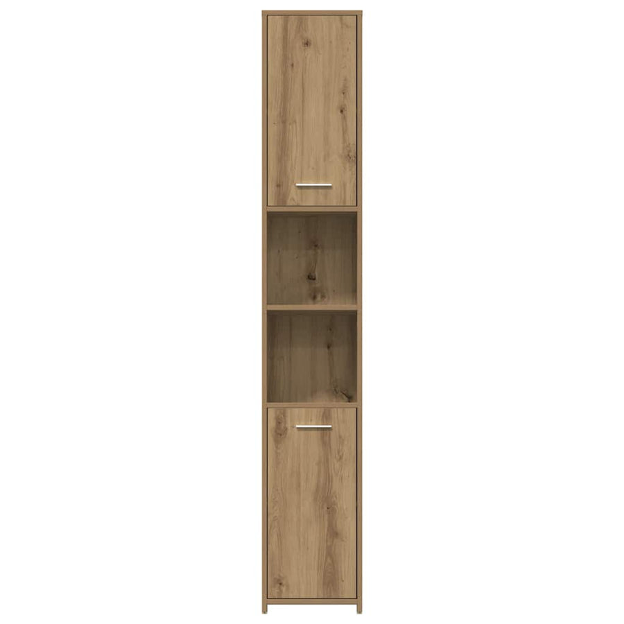 Badkamerkast 30x30x183,5 cm bewerkt hout artisanaal eikenkleur