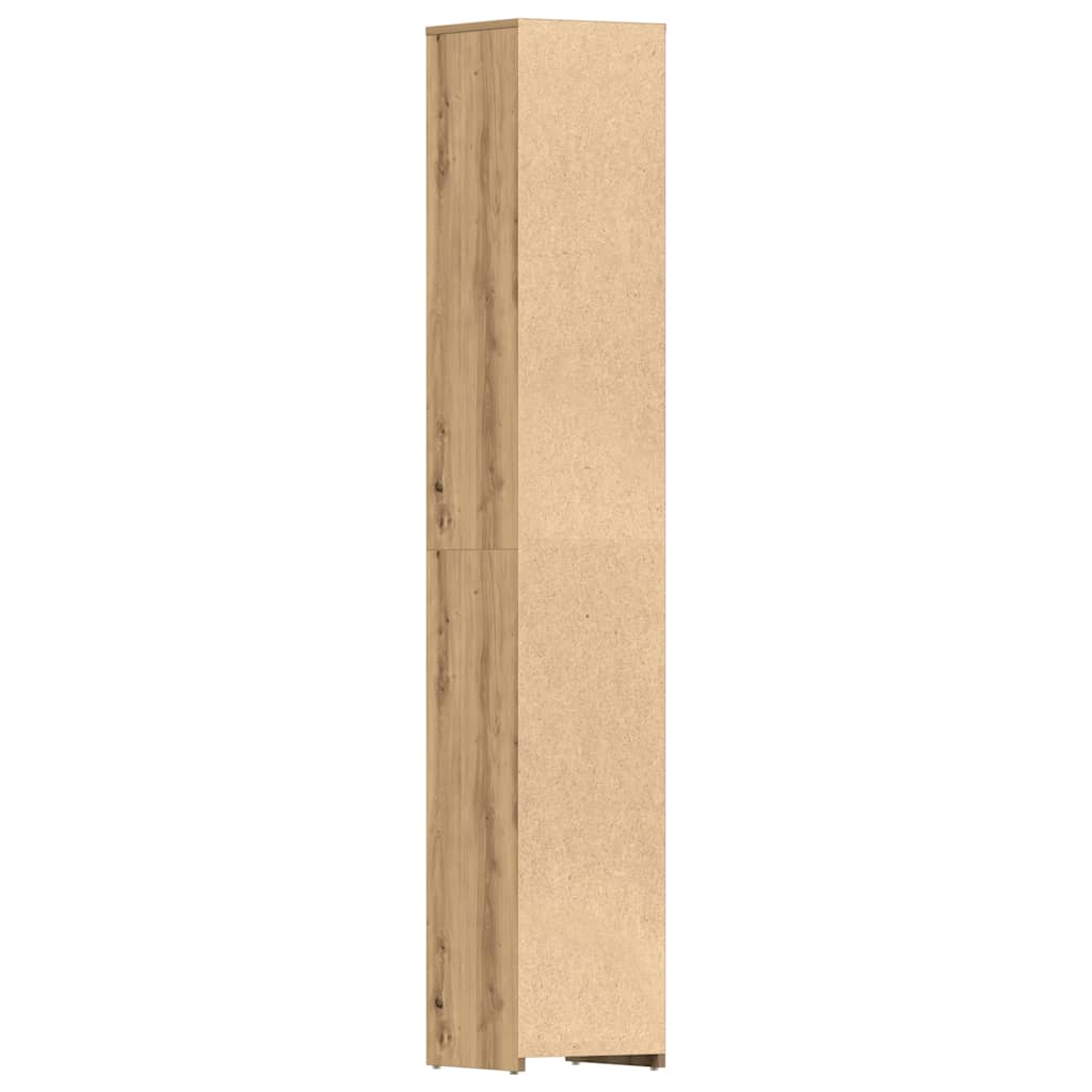 Badkamerkast 30x30x183,5 cm bewerkt hout artisanaal eikenkleur