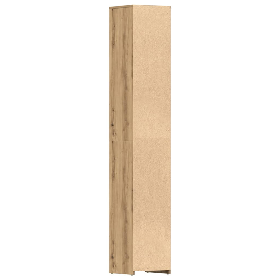 Badkamerkast 30x30x183,5 cm bewerkt hout artisanaal eikenkleur