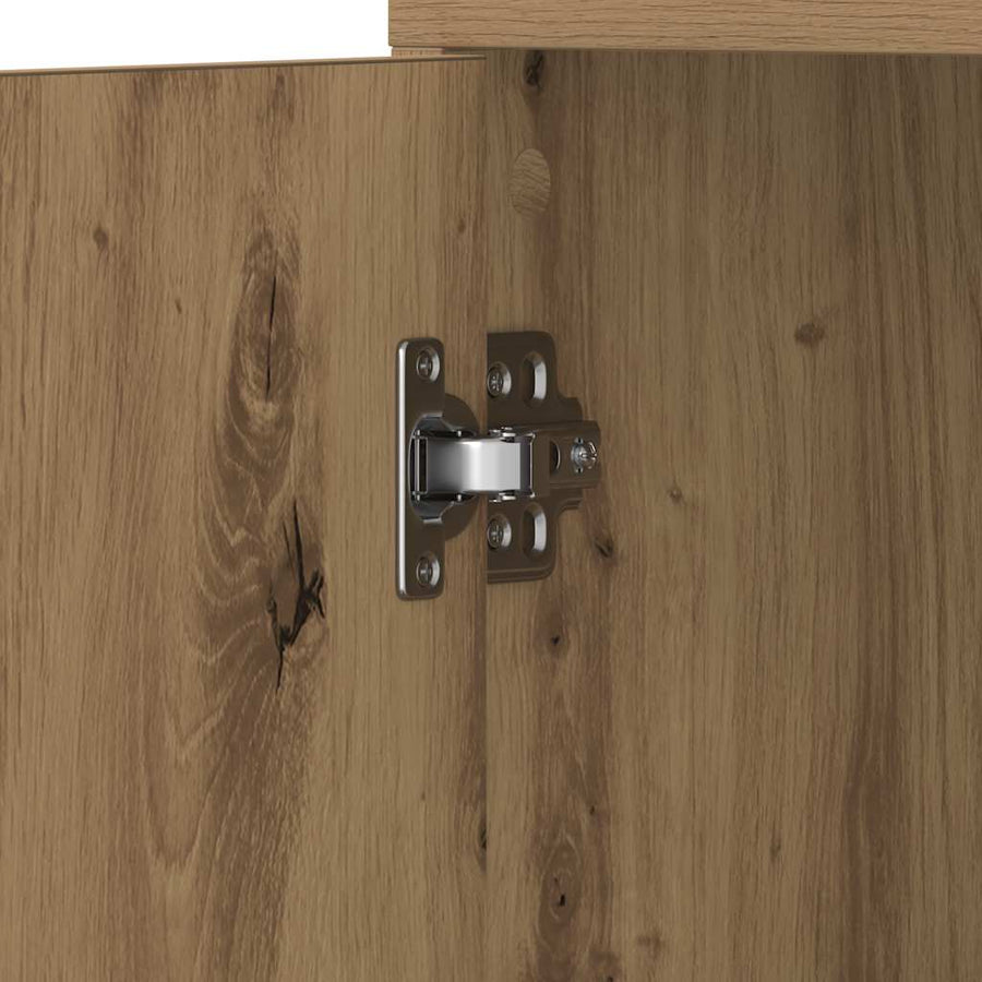 Badkamerkast 30x30x183,5 cm bewerkt hout artisanaal eikenkleur