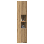 Badkamerkast 30x30x183,5 cm bewerkt hout eikenkleur