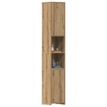 Badkamerkast 30x30x183,5 cm bewerkt hout artisanaal eikenkleur