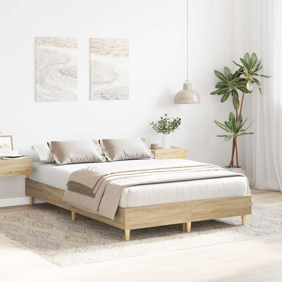 Bedframe zonder matras 120x200cm spaanplaat sonoma eikenkleurig