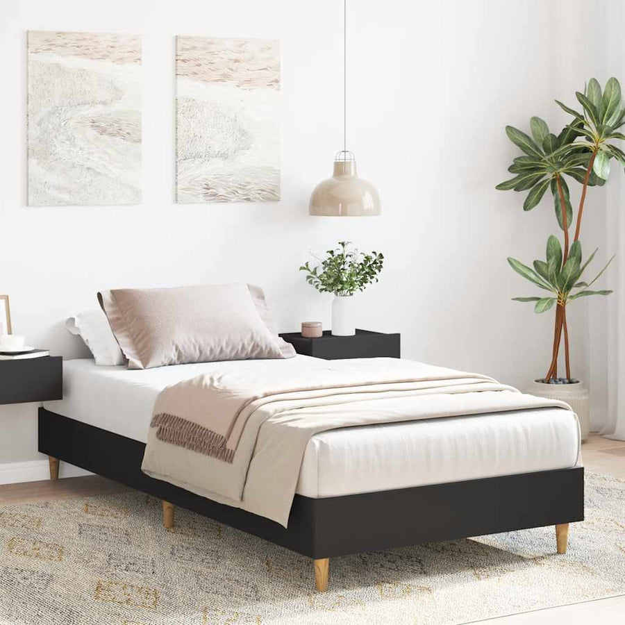 Bedframe matras zonder matras 100x200 cm spaanplaat zwart