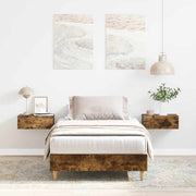 Bedframe 100x200 cm spaanplaat gerookt eiken