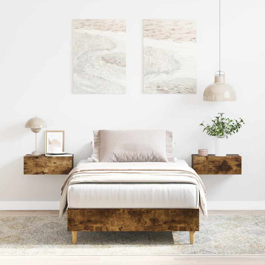 Bedframe zonder matras 100x200 cm spaanplaat gerookt eiken