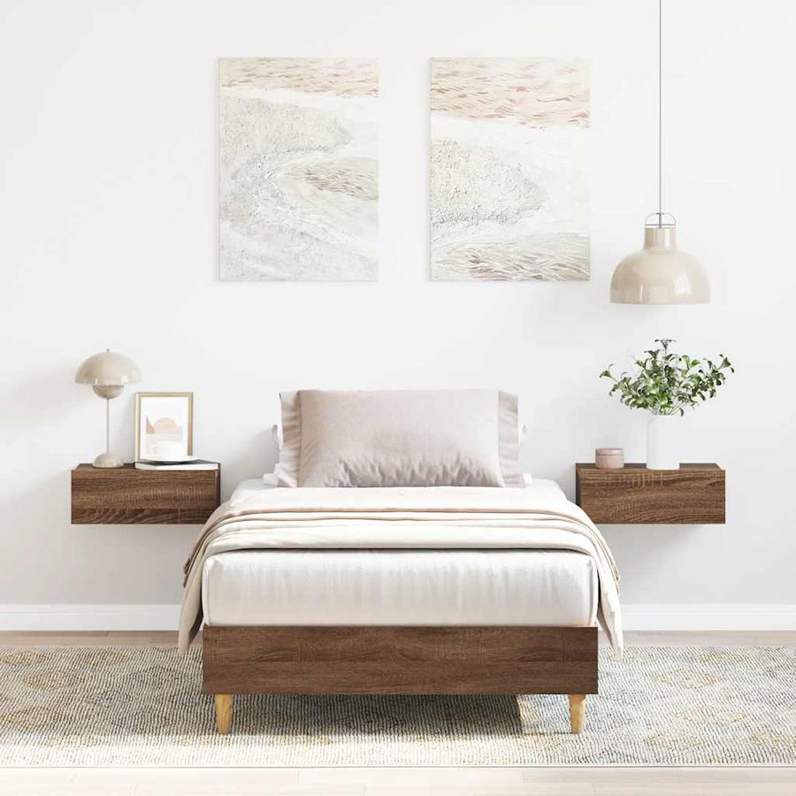 Bedframe zonder matras 100x200 cm spaanplaat bruin eikenkleurig