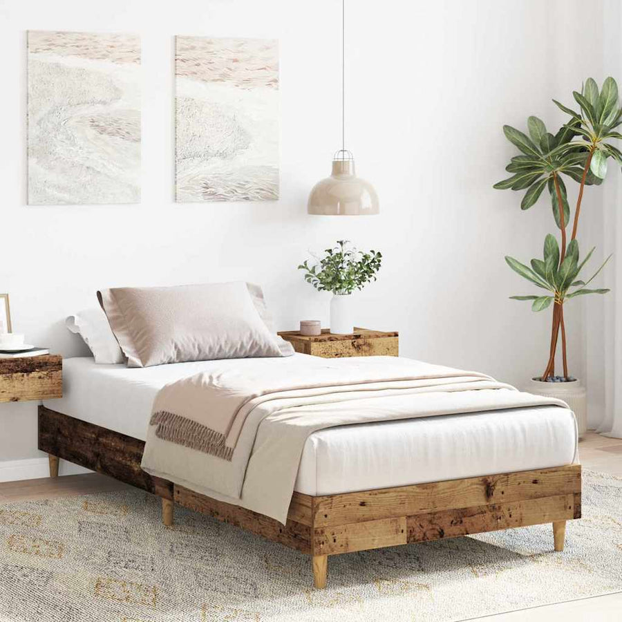 Bedframe zonder matras 100x200 cm spaanplaat bewerkt hout