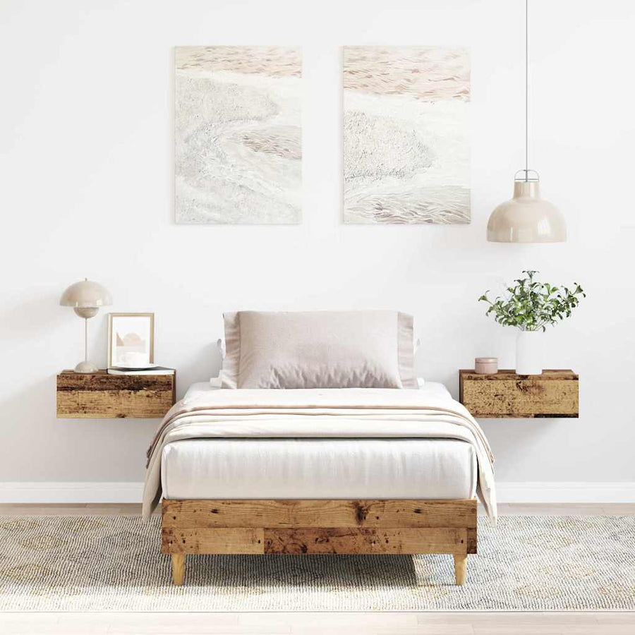 Bedframe zonder matras 100x200 cm spaanplaat bewerkt hout