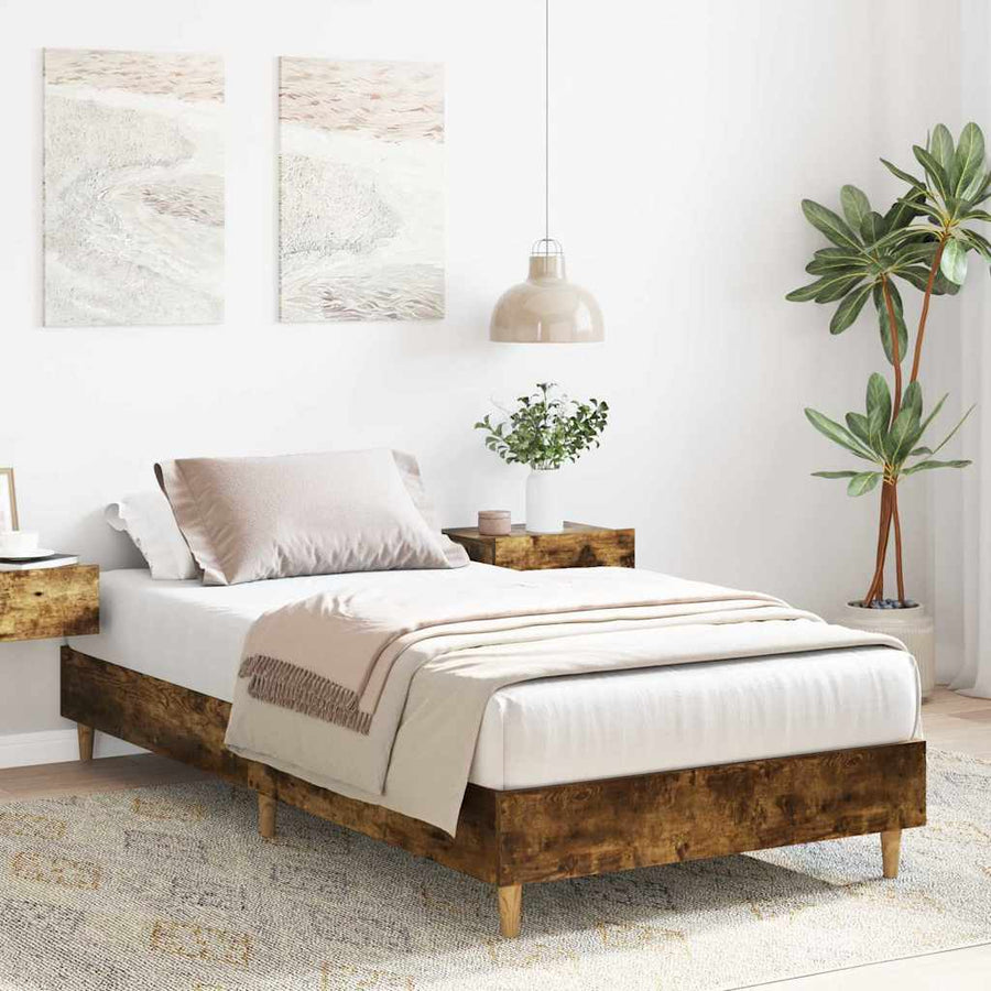 Bedframe zonder matras 90x200 cm spaanplaat gerookt eiken