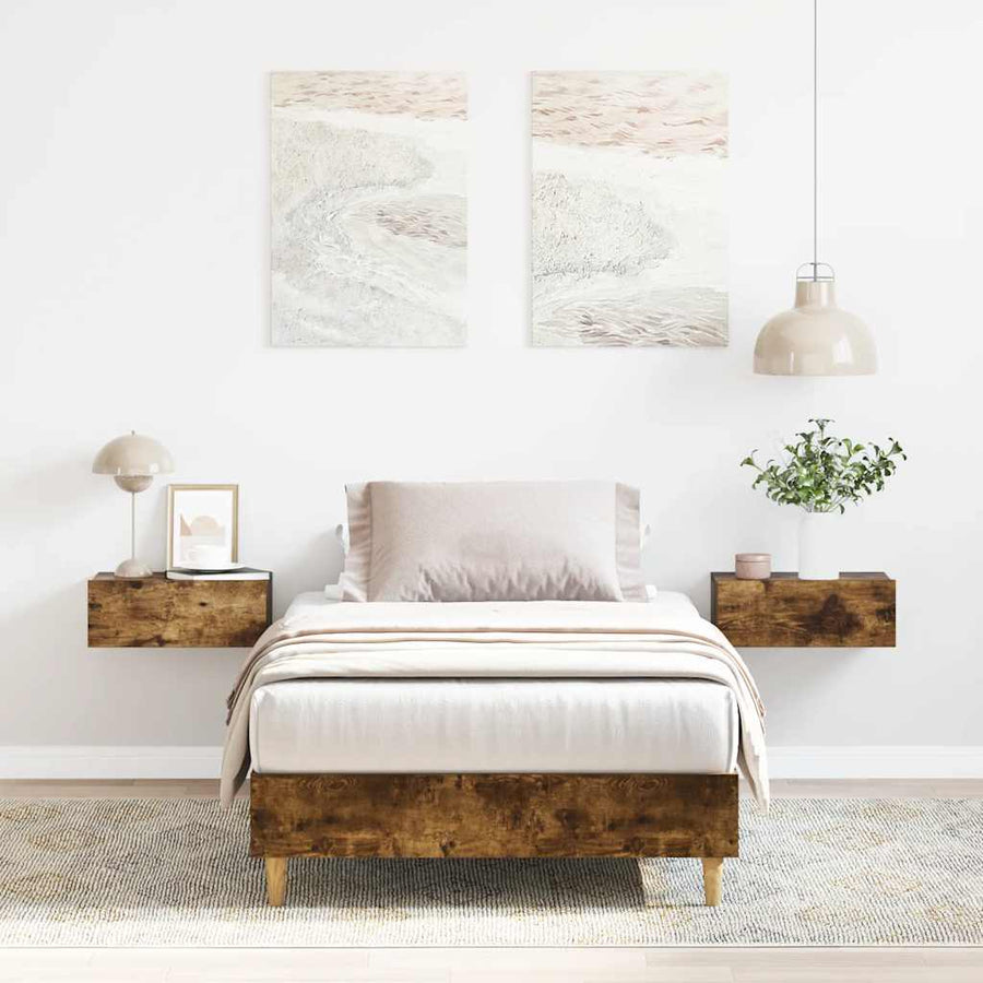 Bedframe zonder matras 90x200 cm spaanplaat gerookt eiken