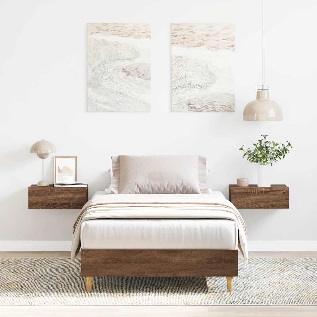 Bedframe zonder matras 90x200 cm spaanplaat bruin eiken