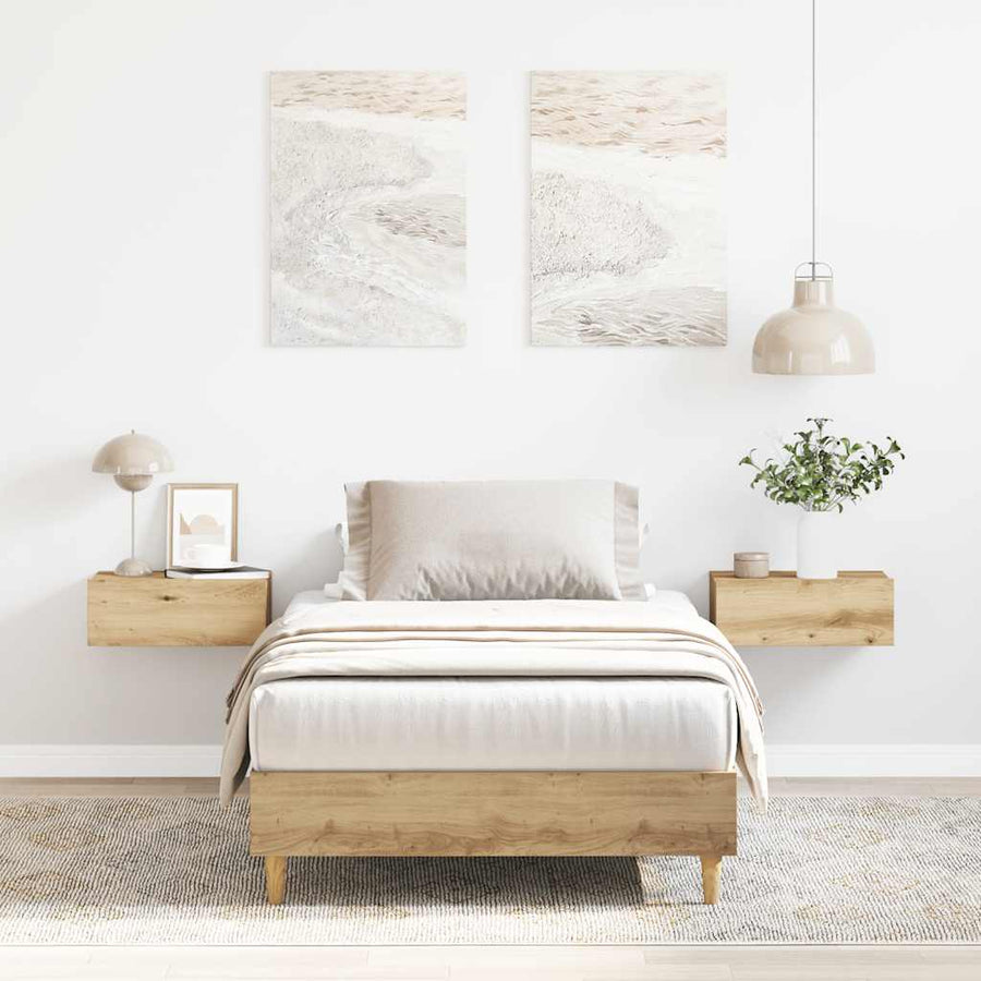 Bedframe zonder matras 90x200 cm spaanplaat artisanaal eiken