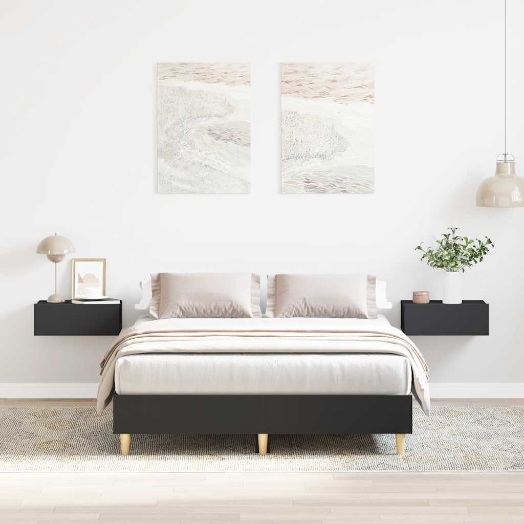 Bedframe zonder matras 140x190 cm spaanplaat zwart