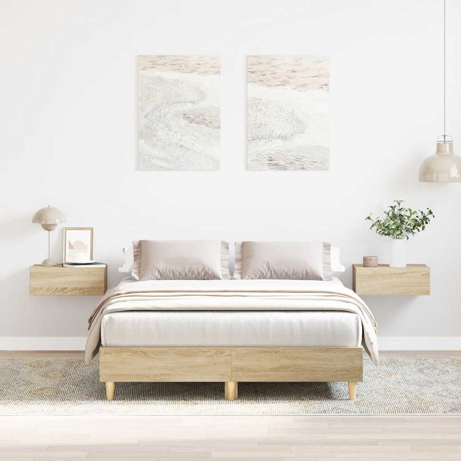Bedframe zonder matras 140x190cm spaanplaat sonoma eikenkleurig