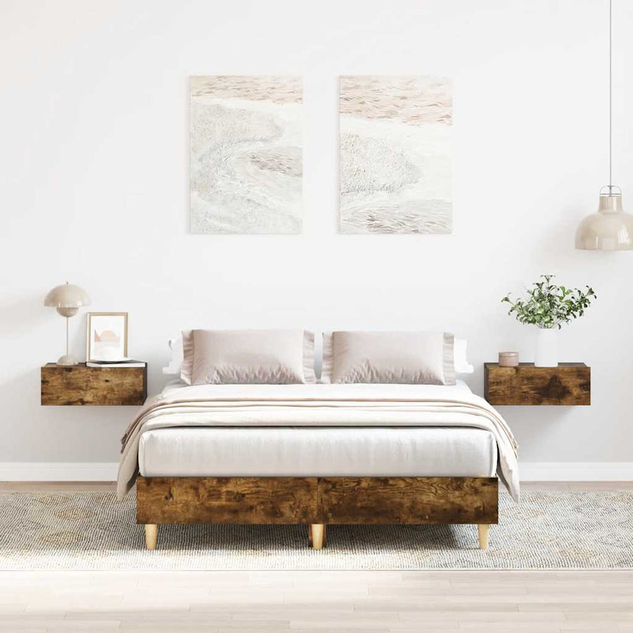 Bedframe zonder matras 140x190 cm spaanplaat gerookt eiken