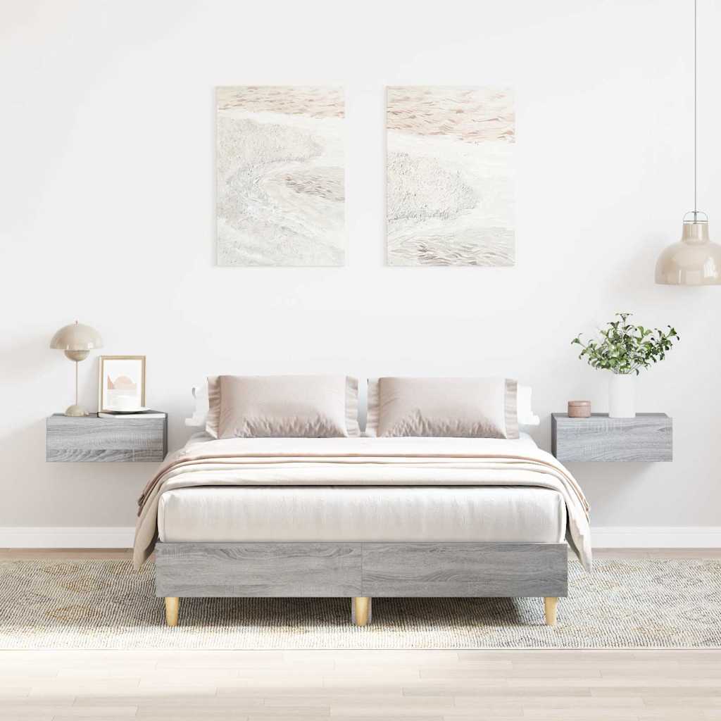 Bedframe zonder matras 140x190 cm spaanplaat grijs sonoma