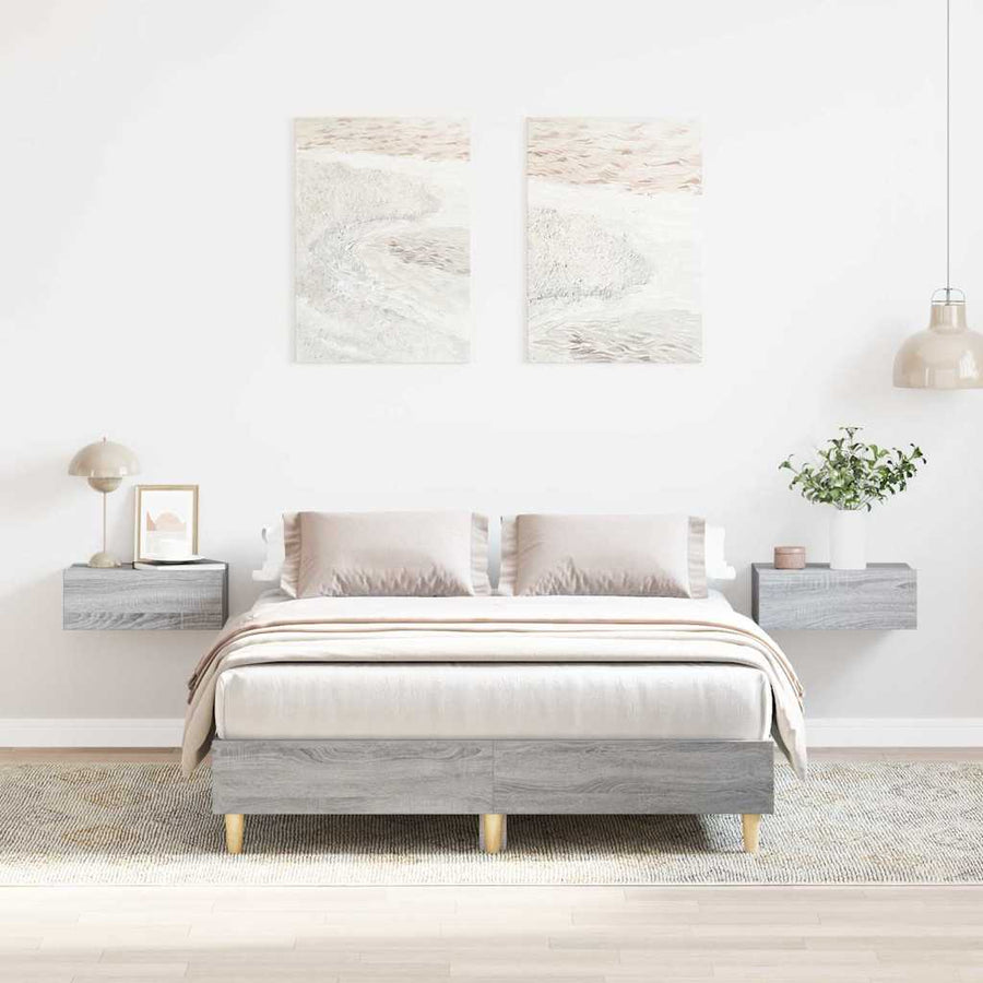 Bedframe zonder matras 140x190 cm spaanplaat grijs sonoma