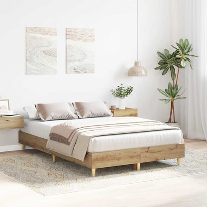Bedframe zonder matras spaanplaat ambachtelijk eikenkleurig
