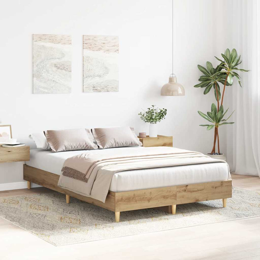 Bedframe zonder matras spaanplaat ambachtelijk eikenkleurig