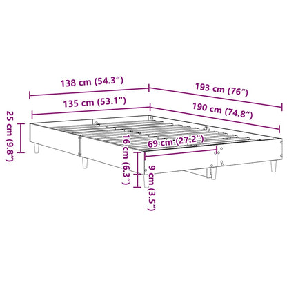 Bedframe zonder matras 135x190 cm spaanplaat betongrijs