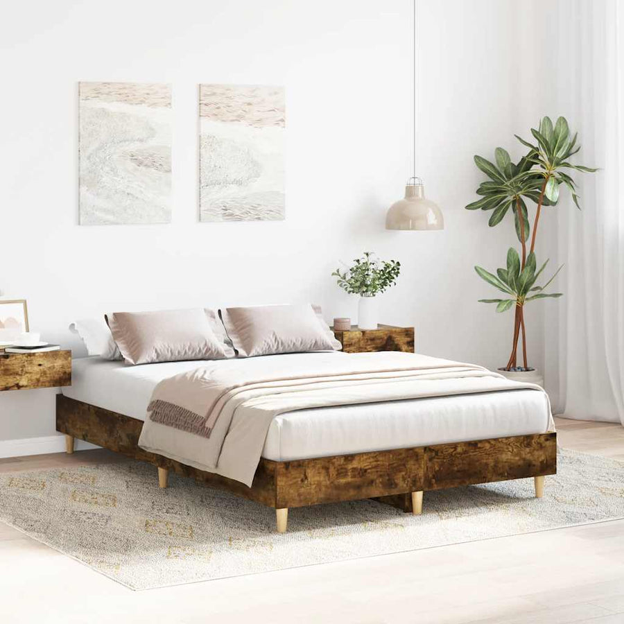 Bedframe zonder matras spaanplaat gerookt eiken