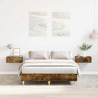 Bedframe 138x193 cm spaanplaat gerookt eiken