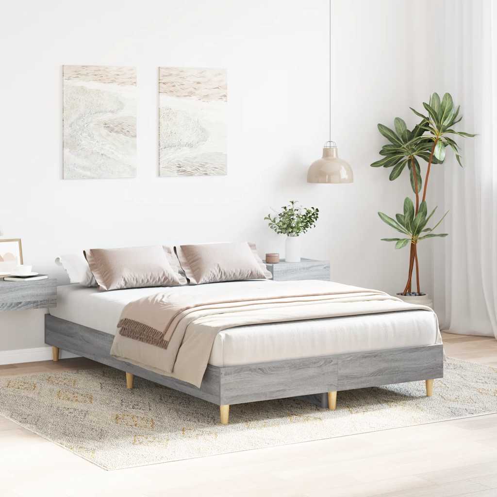 Bedframe zonder matras 135x190 cm spaanplaat grijs sonoma