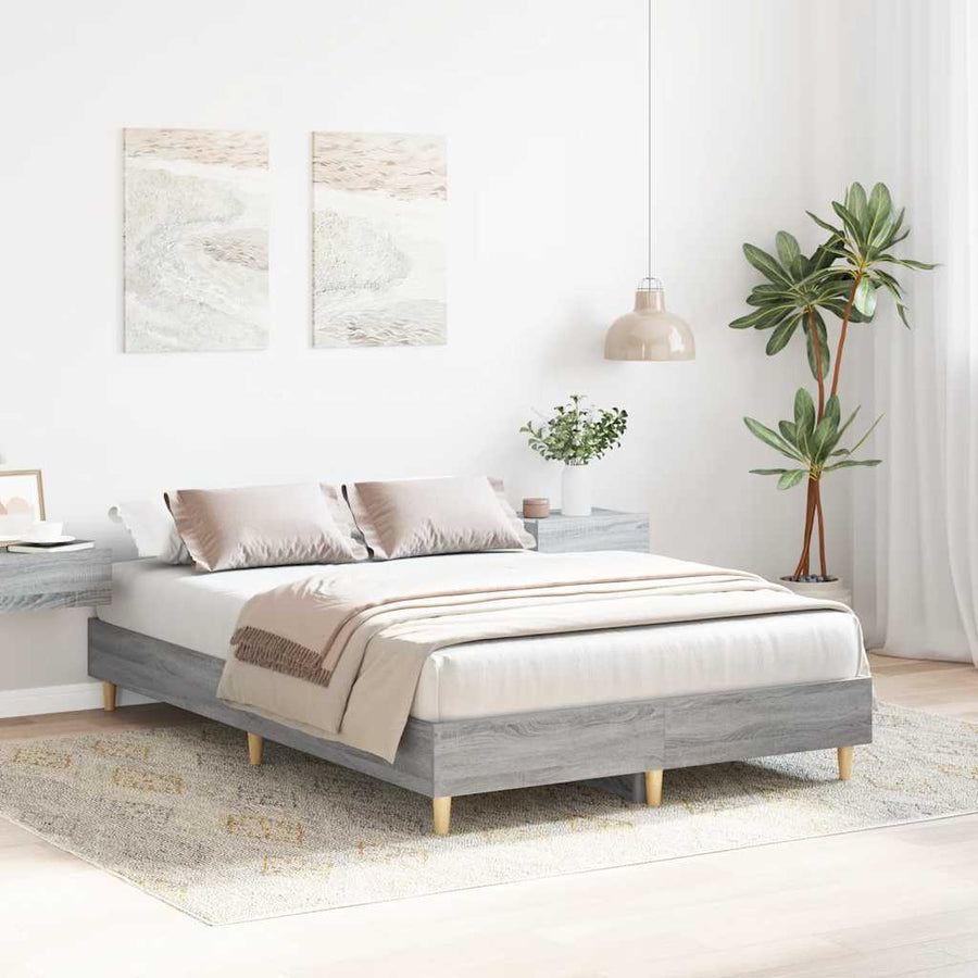 Bedframe zonder matras 135x190 cm spaanplaat grijs sonoma