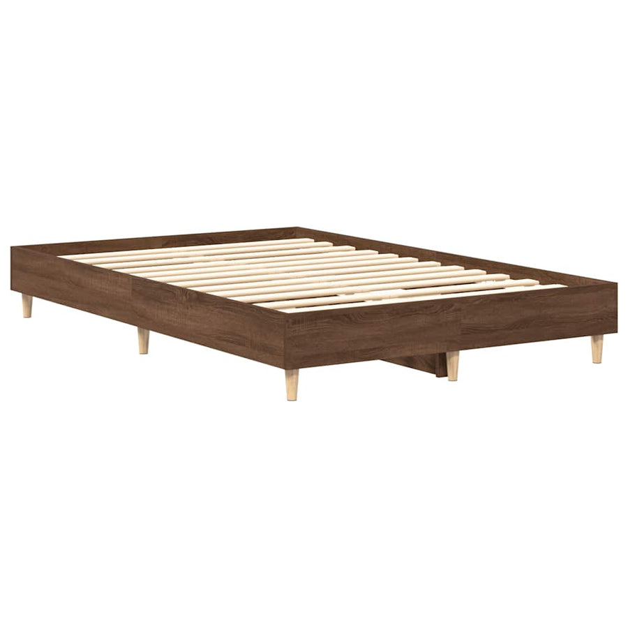 Bedframe zonder matras 135x190 cm spaanplaat bruin eiken