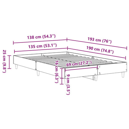 Bedframe zonder matras 135x190 cm bewerkt hout oud hout
