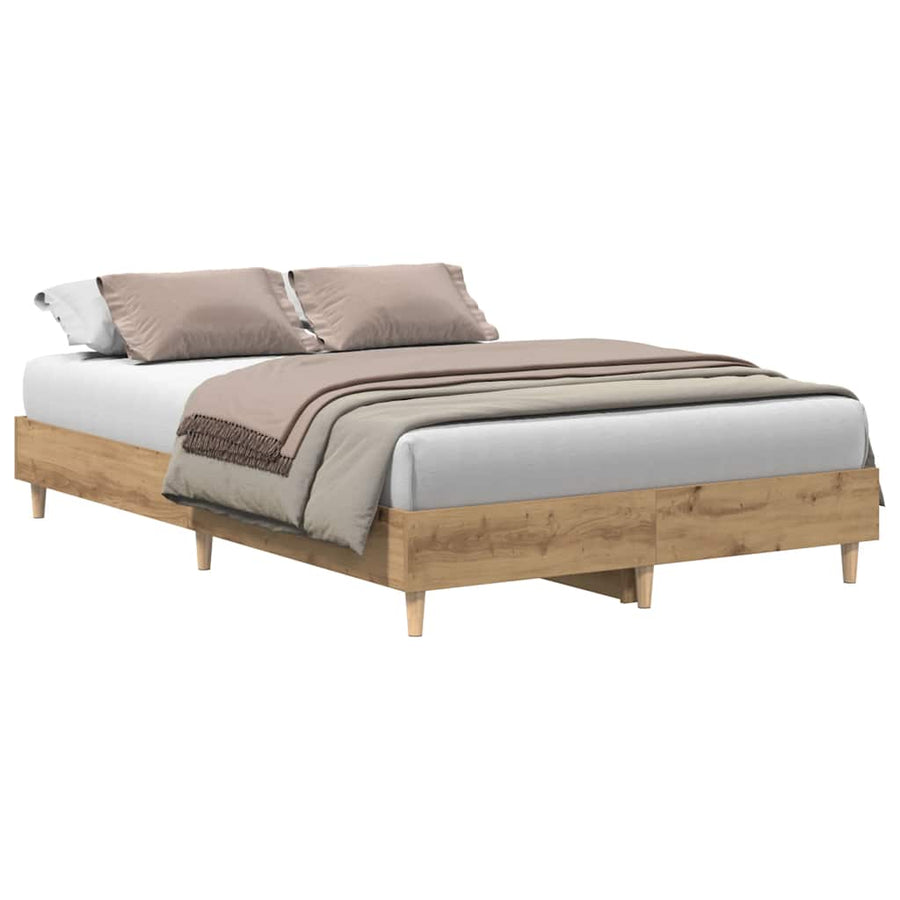 Bedframe zonder matras spaanplaat artisanaal eikenkleurig