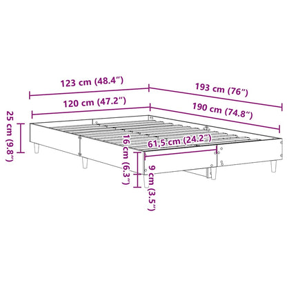 Bedframe zonder matras 120x190 cm spaanplaat gerookt eiken