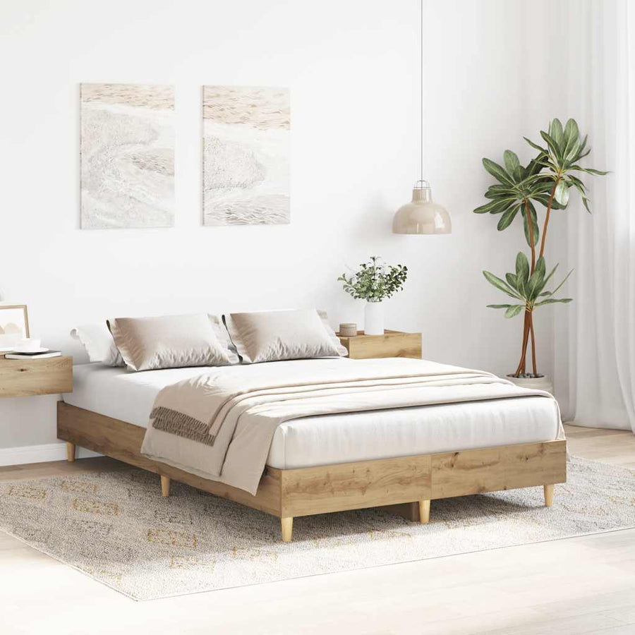 Bedframe Zonder Matras Spaanplaat Artisanaal Eiken Artisian Oak 120 x 190 cm