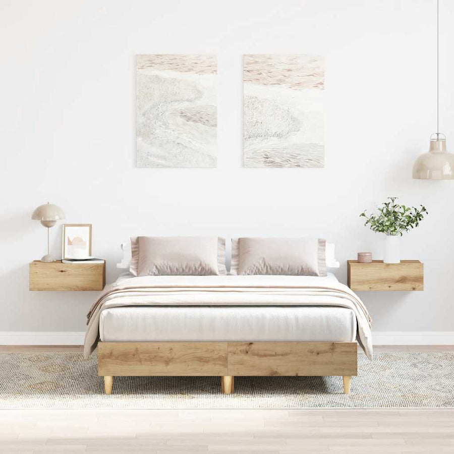 Bedframe Zonder Matras Spaanplaat Artisanaal Eiken Artisian Oak 120 x 190 cm