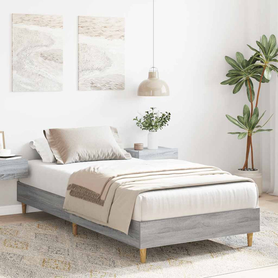 Bedframe zonder matras 90x190 cm spaanplaat grijs Sonoma