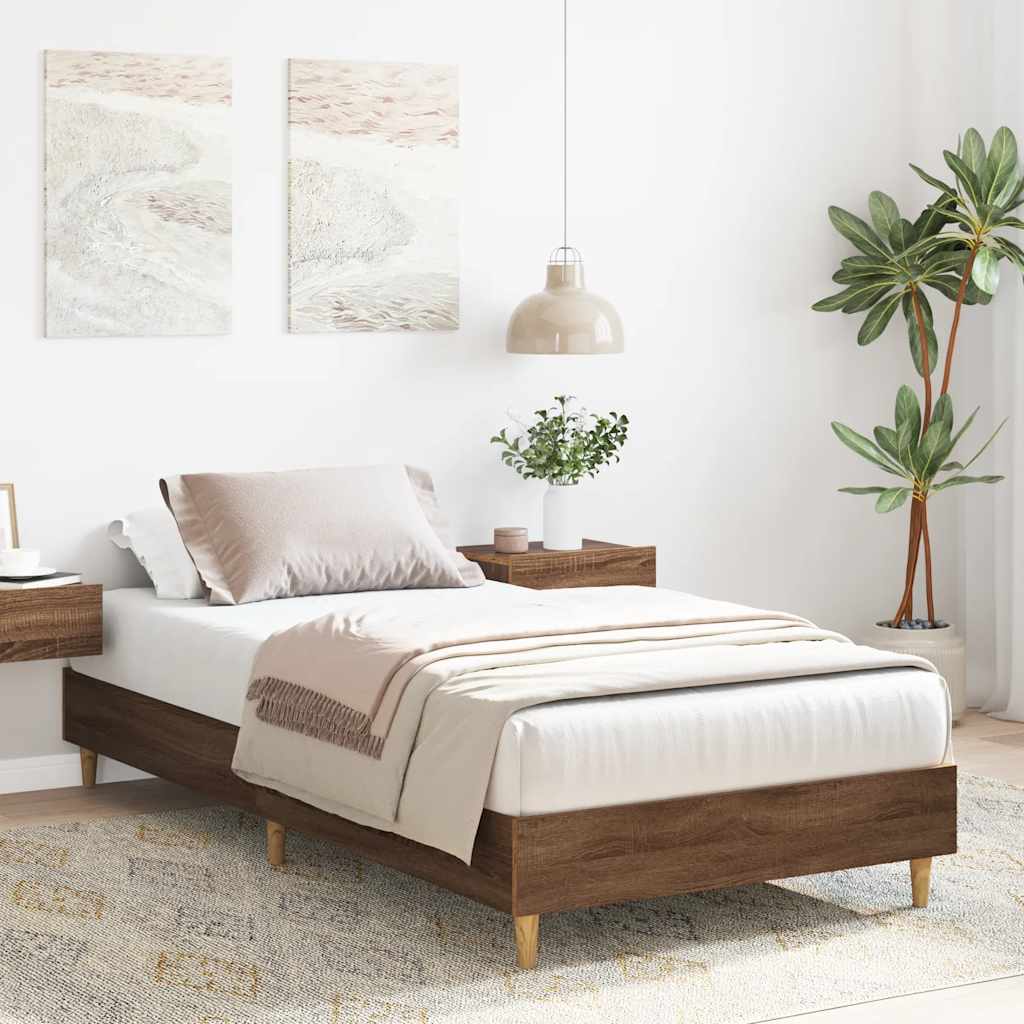 Bedframe zonder matras 90x190 cm spaanplaat bruin eikenkleurig