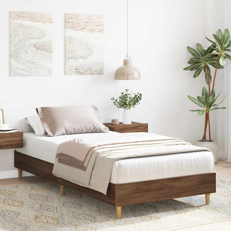 Bedframe zonder matras 90x190 cm spaanplaat bruin eikenkleurig