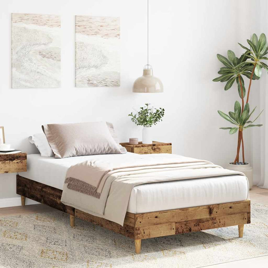 Bedframe zonder matras 90x190 cm spaanplaat bewerkt hout