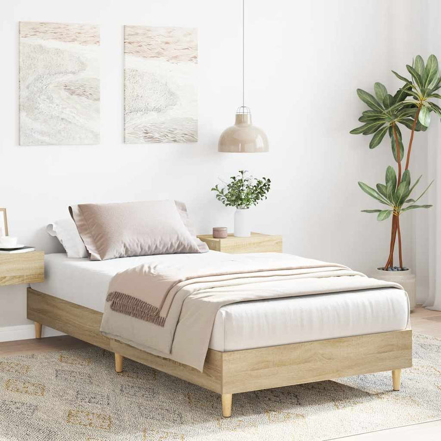 Bedframe zonder matras 75x190 cm spaanplaat sonoma eikenkleurig