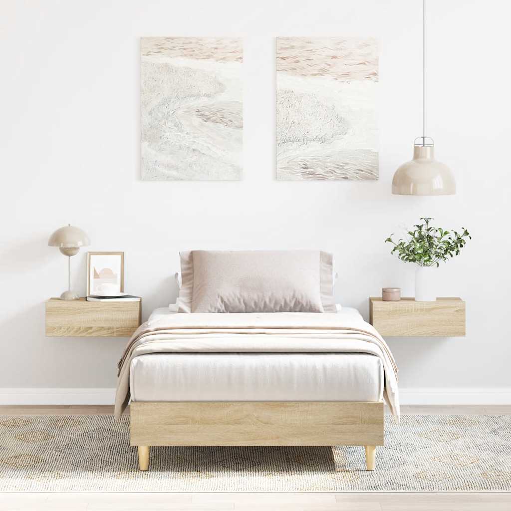 Bedframe zonder matras 75x190 cm spaanplaat sonoma eikenkleurig